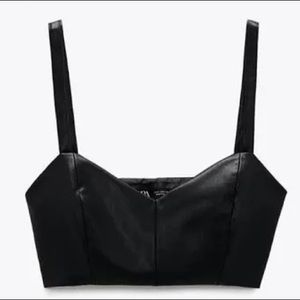 Zara Faux Leather Crop Top NWT